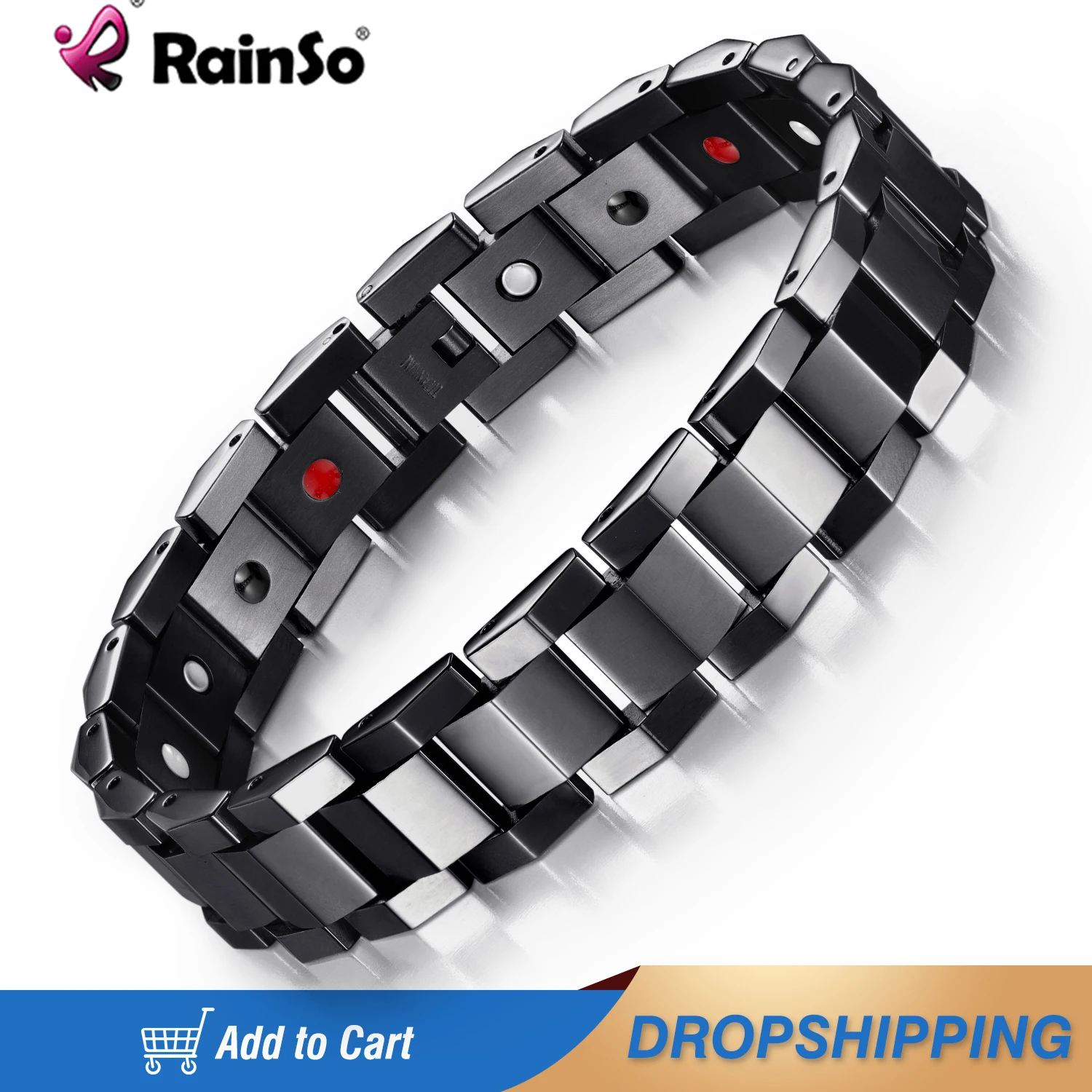 

Rainso 2021 New Natural Healthy Bracelet Trendy Unisex Bio Energy Titanium Negative Ions Germanium Bracelets