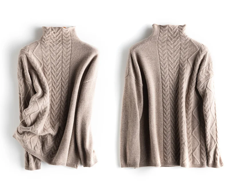 Luxury two pieces 50% cashmere+ 30% wool suits female high collar warm mink cashmere Knit tops+ wide leg wool pant sets F788