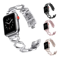 4pcslot women diamond band for apple watch 38 44mm se 6 5 ckhb hh19 stainless steel metal jewelry bracelet strap for iwatch 3 2