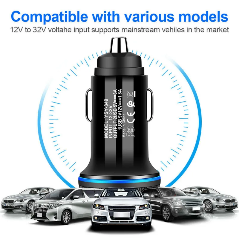 Автомобильное зарядное устройство Quick Charge 3 0 мини-адаптер для телефона