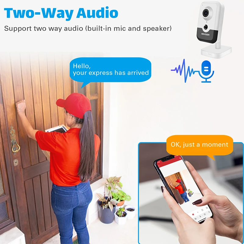 Кубическая IP-камера Hikvision DS-2CD2443G0-IW Wi-Fi обнаружение пассивных инфракрасных