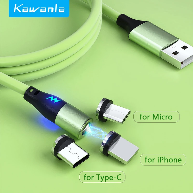 

Kawanla A08 Magnetic Type-c Cable 3A Fast Charging Cable Micro USB Cable for iPhone HUAWEI P40 Samsung