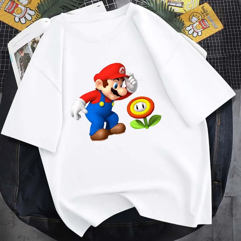 90-х классический Super Mario унисекс футболка 100% хлопок Мода ностальгическая - Фото №1