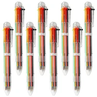 10pcs 6 colors in 1 transparent fashion multi function ballpoint pen ball pen school office supply gift pen
