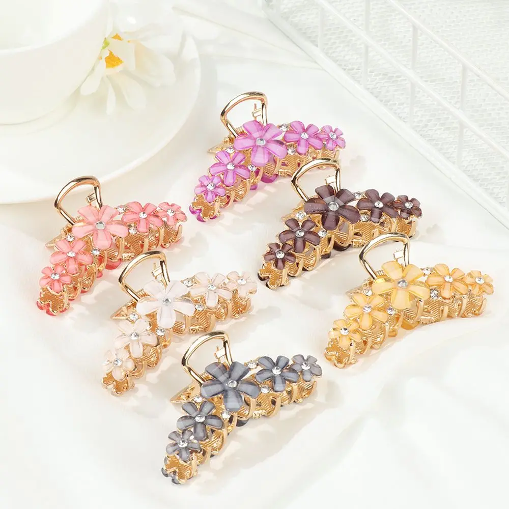 

1 шт. заколка для волос большой зажим для волос для женщин Цветочный стразы жемчужный корейский модный аксессуар для волос ручной работы