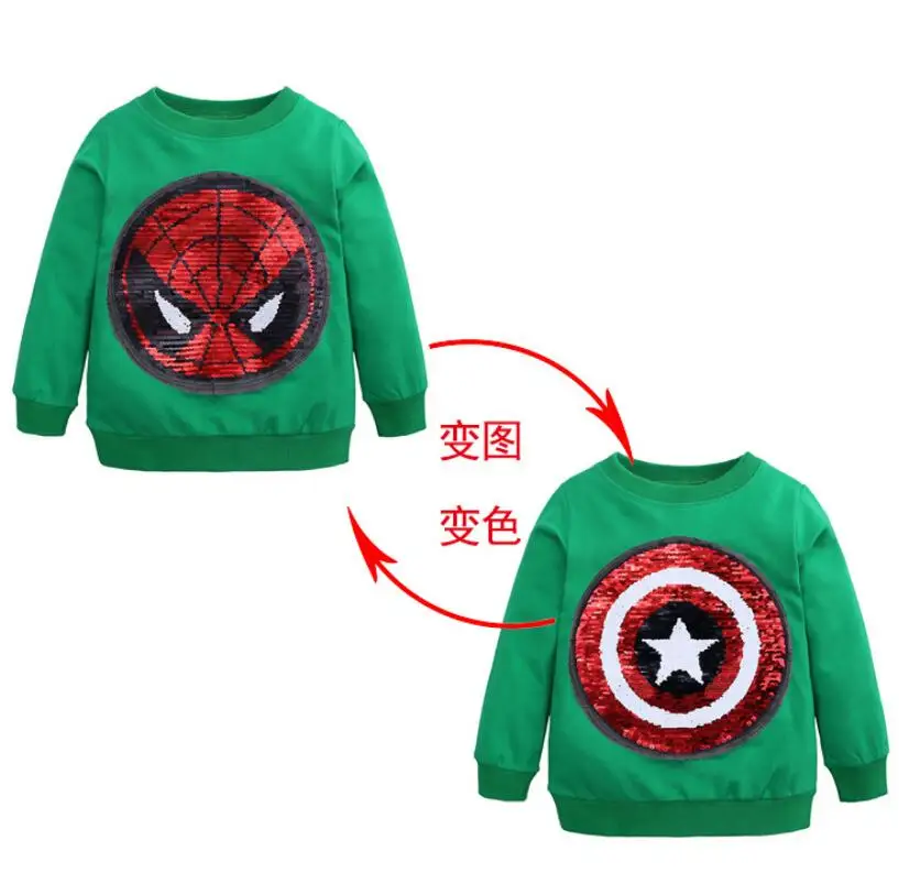 Мультфильм с узором из пайеток свитера для детей Топы длинными рукавами