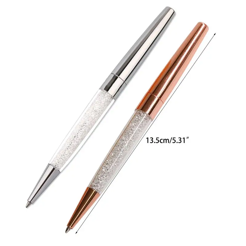 

12Pcs/Lot Rose Gold /Silver Pen Diamond Pens Fine Black Ink Crystal Ballp