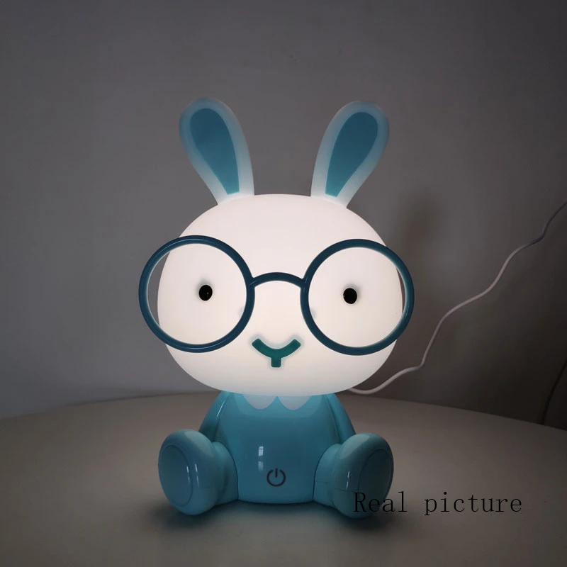 Очки кролик лампа мультфильм животное светодиодный USB детский ночник светильник для детей день рождения Рождественский подарок дети милые Luminaria домашний декор