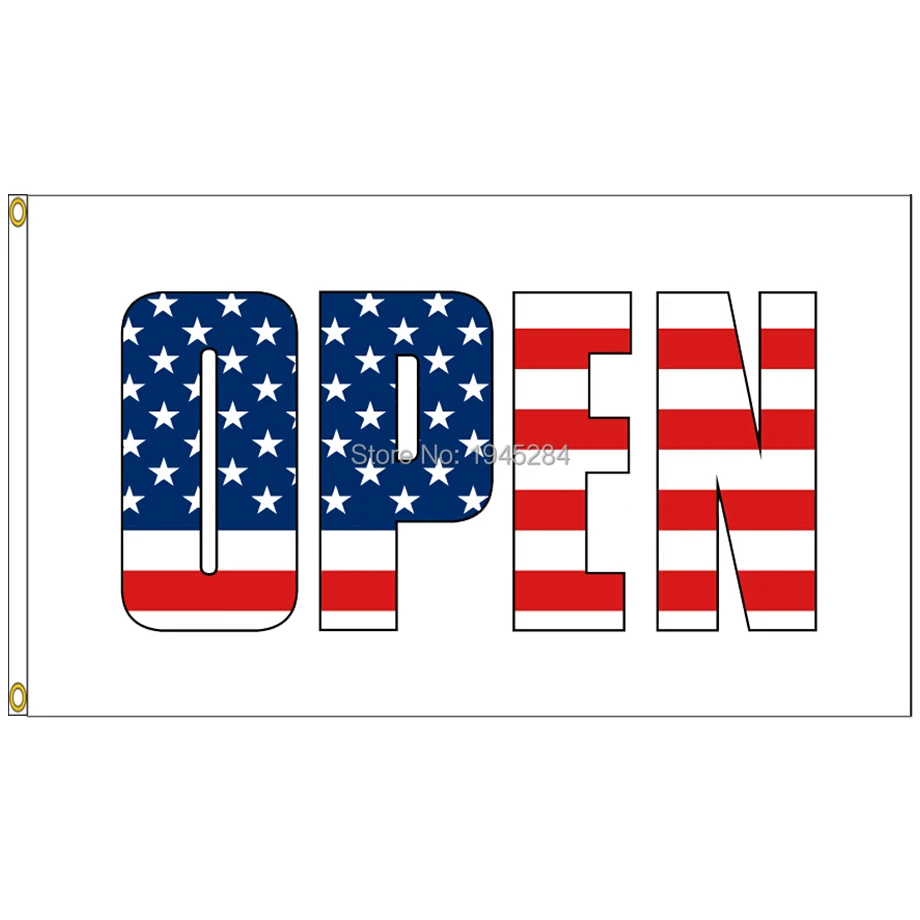 

USA Open Flag Shop Store Sign Custom Banner Printed Polyester Party Home Decor 3x5FT