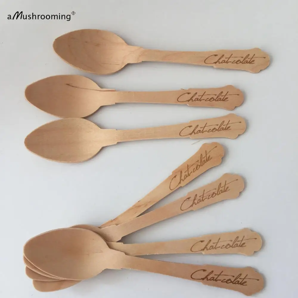 Ложка для шоколада деревянная под заказ 100 карат ложки вечеринки | Дом и сад