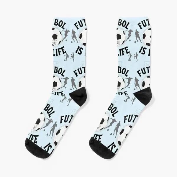 

Football Is Life Crew Socks Cotton Winter Pattern Ladies Cartoon Best Breathable Funny Sports Black Short Women Mens