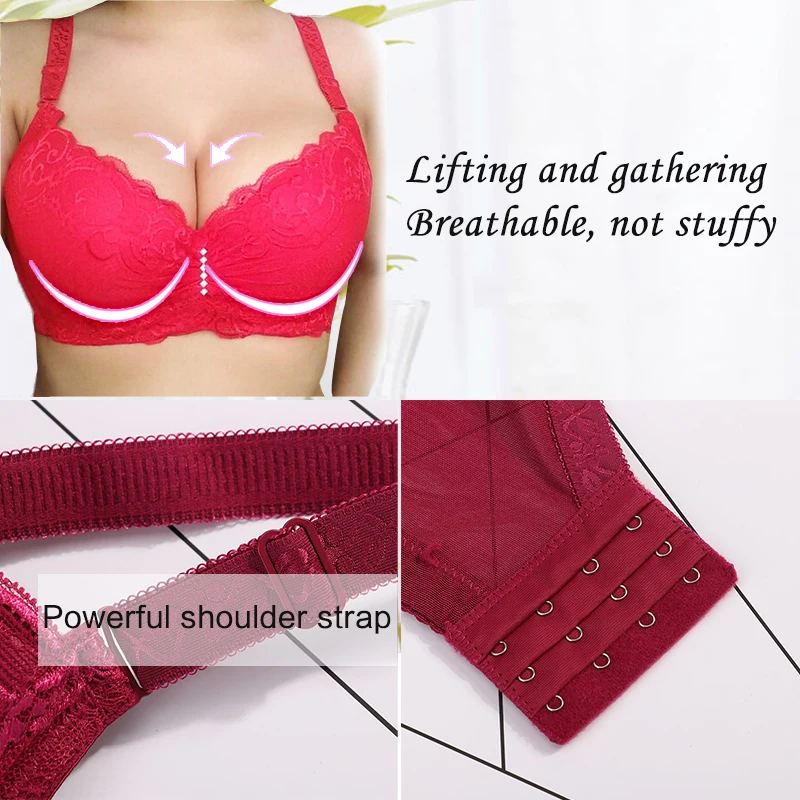 Горячая Новые Sexy Ladies Большой Размер 3/4 Кубка Кружева Push Up бюстгальтер Женщины Черный Глубокий V Бюстгальтеры Bralette Белье Большая Чашка горячей продажи