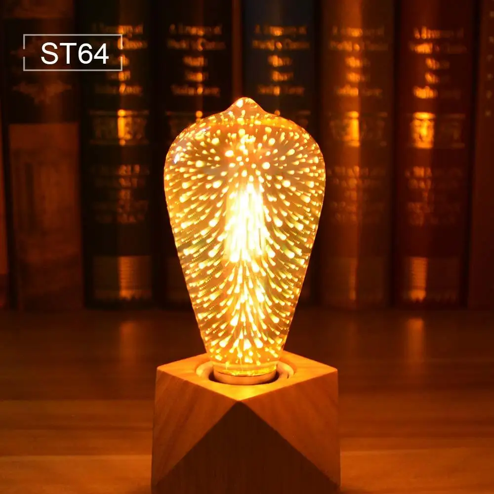 ST64 Warm White E27 RGB неон свет AC 110 V-220 V стеклянный светодиодный светильник лампы 3D эффект фейерверка неоновая вывеска для организаций и магазинов для свадьбы Праздничное оформление дома освещения - Испускаемый цвет: ST64 Warm White