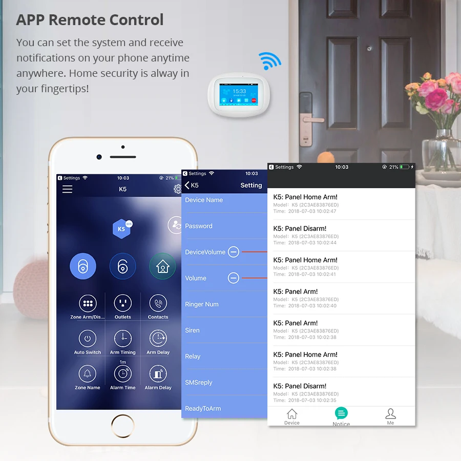 

Fuers 4.3 inch Full Screen WIFI GSM Wireless Home Security Alarm System APP Control Motion Detector Sensor Burglar Alarm System