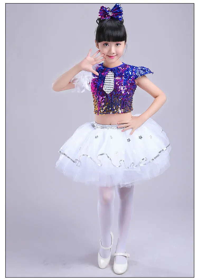 Детский сценический костюм с блестками из Горького флисового флиса газовая юбка