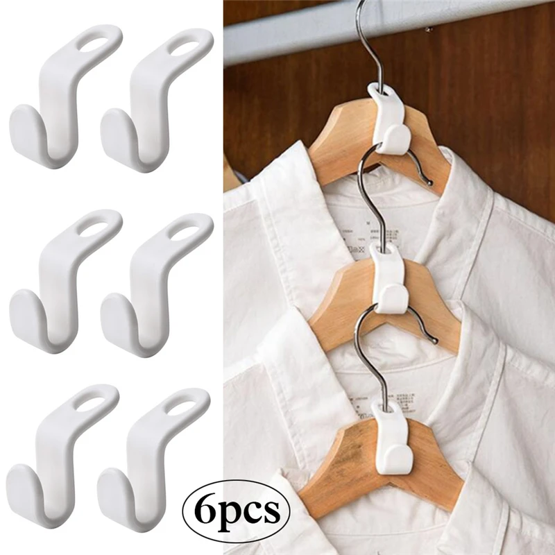 

6/ 12pcs Clothes Hanger Hook Folding Storage Clothes Rack Wardrobe Hanging Hanger Connection Hook Space Saving Connectors