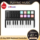 Хит продаж, MIDI-контроллер клавиатуры WORLDE Panda и барабанная мини-клавиатура, 25 клавиш, ультрапортативный USB MIDI-контроллер клавиатуры, 4 стиля