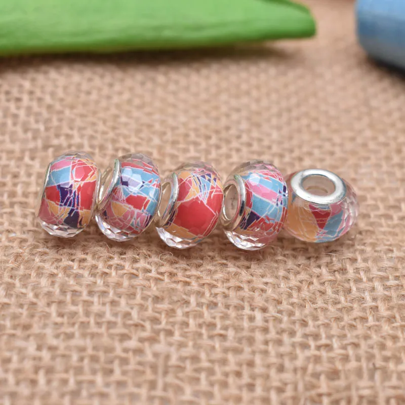 

Yanqi 10PCS/Lot Round Crystal Glass European Beads Big Hole Charm Beads For Jewelry Making Bracelet DIY Accessories