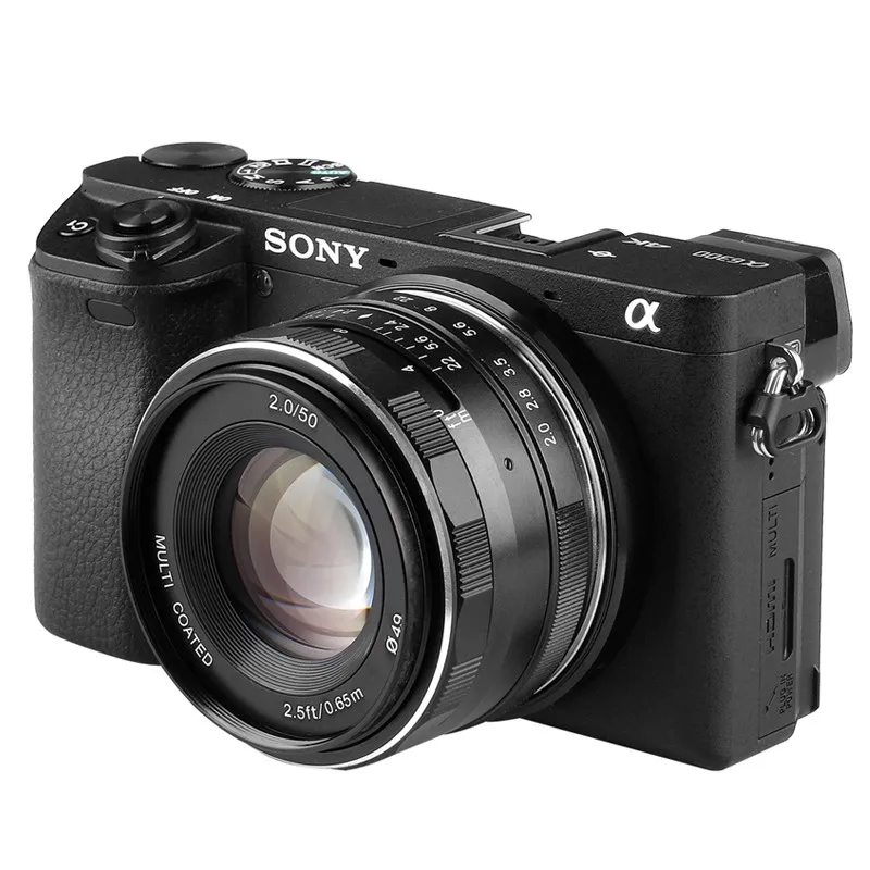 Meike 50 мм F2.0 APS-C Большая диафрагма объектив Ручной фокус для Canon EF-M Fuji Nikon Sony E A6000 A6300