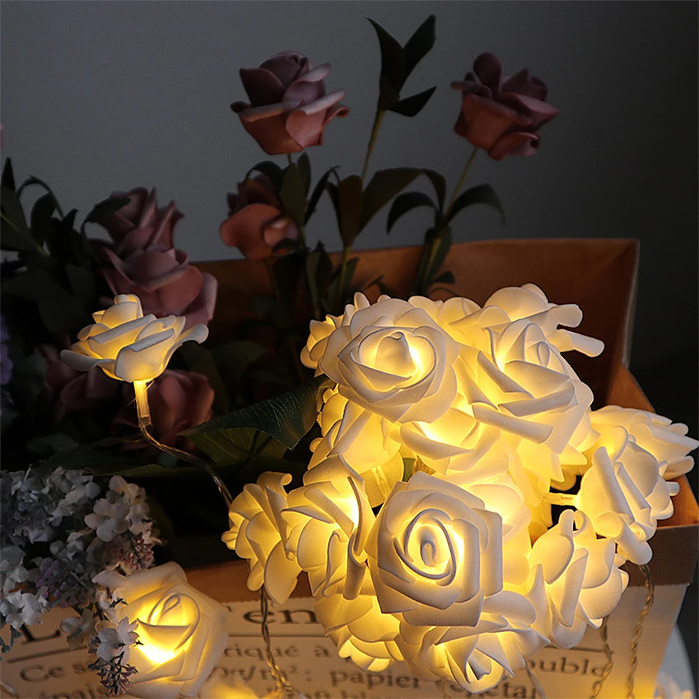 

Rose Flower LED String Lights Festoon Led Light Battery Rose Christmas Lights For Party Wedding Room Decor Christmas Decoration