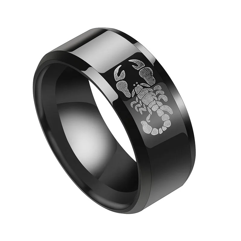 

UZone punk retro black scorpion pattern men's ring new trend ring men's and women's jewelry wedding rings wholesale