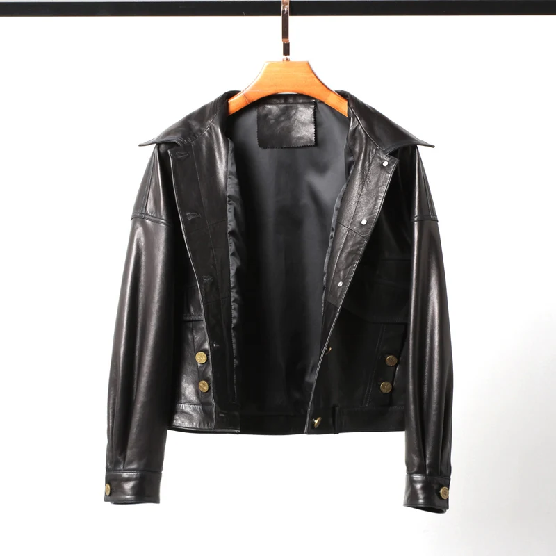 

JCHB 2021 Short Genuine Leather Jacket Women Korean Sheepskin Coat Female Korean Clothes Spring Autumn Mujer Chaqueta Pph3398