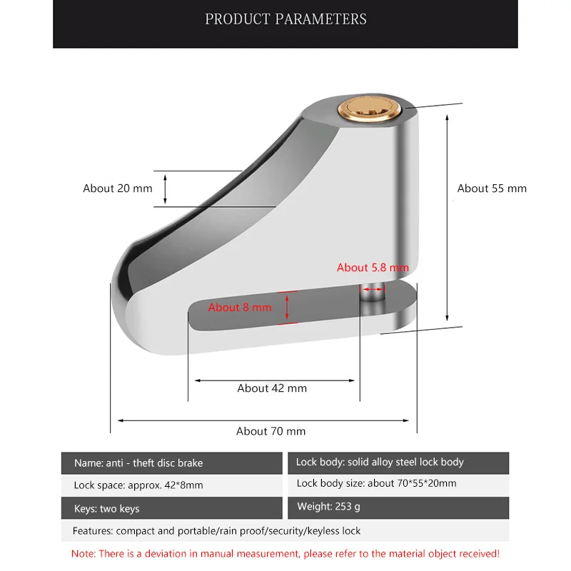 

Mini Alarm Brake Disc Lock Bicycle Safety Bike Lock Security Anti-Theft Lock for Motorbike Motorcycle Bicycle Moto Scooters
