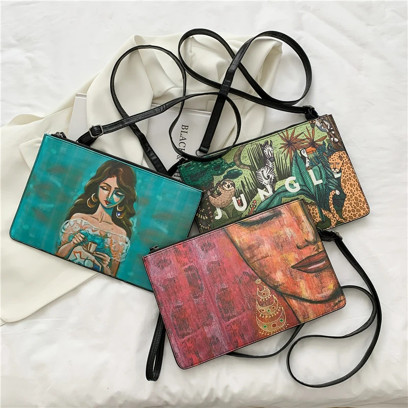 Модные сумки-клатчи с растительным принтом для женщин индивидуальная кожаная