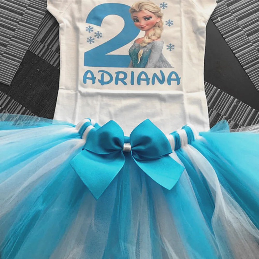 Персонализированная юбка пачка Эльзы на день рождения костюм первый комплект
