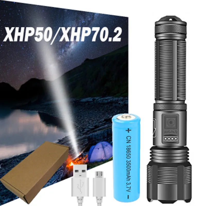 

Black Tactical LED Flashlight Powerful Rechargeable/ Tactical Handled/EDC Flashlight /Camping/Underwater/Search/Portable Light