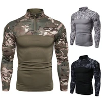 casual autumn long sleeved slim fit camouflage stand collar cotton tactical t shirt sports cycling bottoming shirt