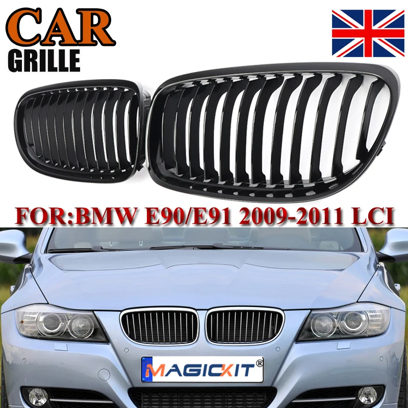 Черная передняя решетка радиатора MagicKit для BMW E90 E91 325i 328i 335i 2009 2011|Гоночные решетки|