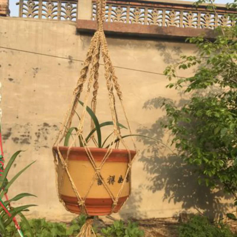 Хлопковая веревка ручной работы подвесная сетка вешалка для цветов и растений