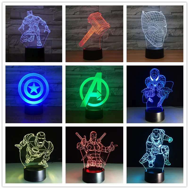 VIP челнока Супергерои Человек паук Молот Тора Черная пантера Icon светодиодный