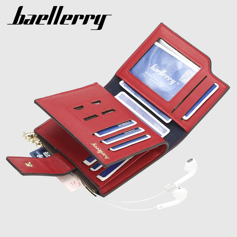 

Baellerry New Women's High Quality Fashion Short Multi Card Beautiful Flower Wallet Printed Zipper Bag