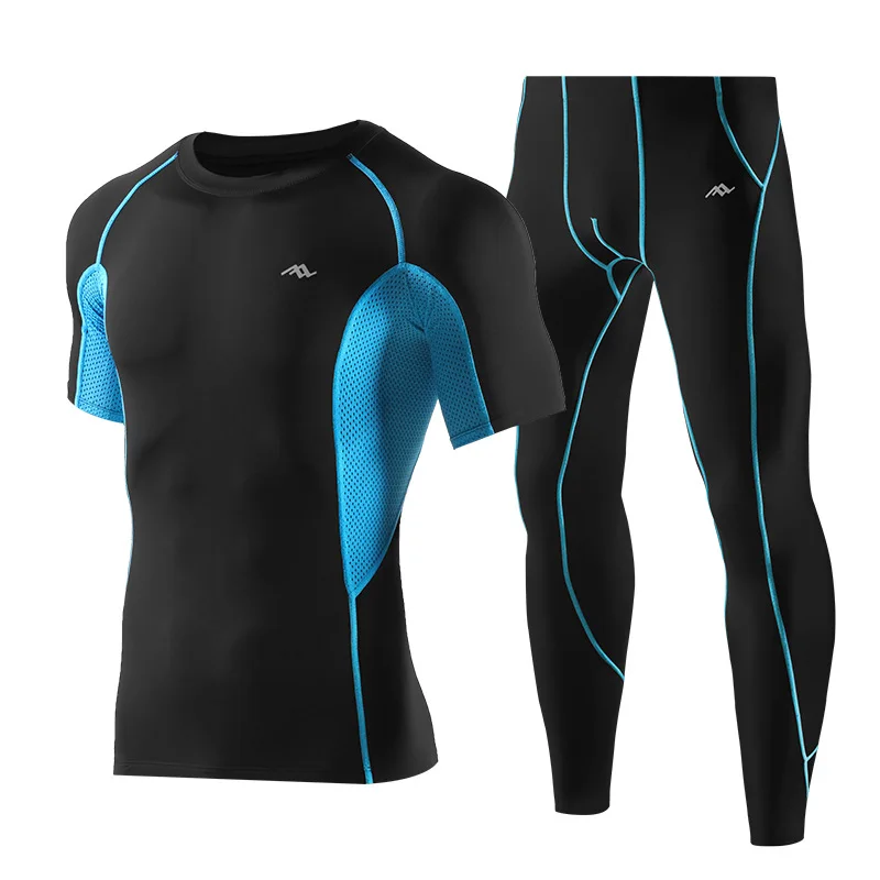 

Cycling Men's Jeresy Fitness Sportwear Short Sleeve T-shirt Sport Suit Men Dry Fit Compression Shirt Running Wear Exercise Suit