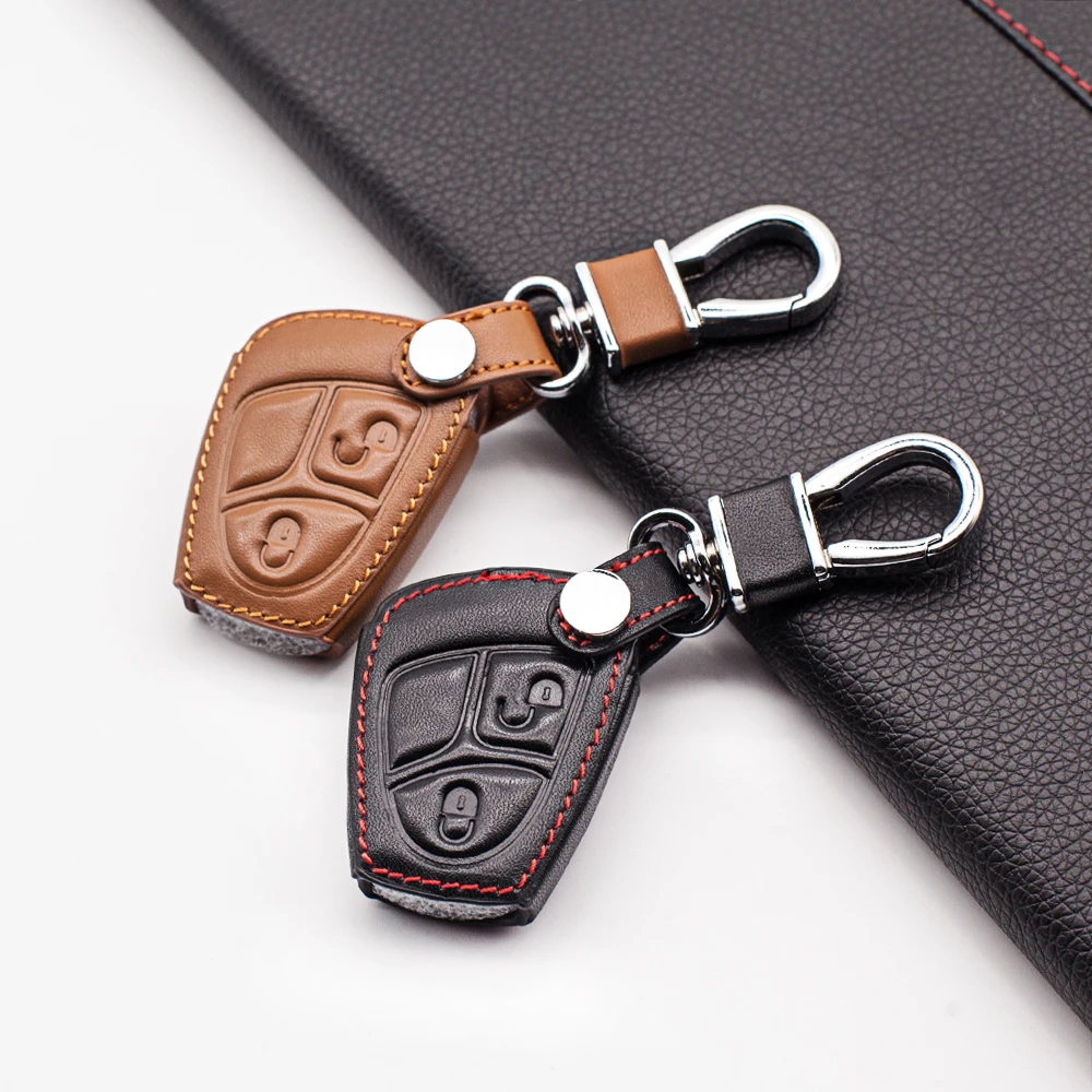 Carrying leather car key cover case For Mercedes-benz A CLASS W169 B C E S R C200E 260L GLK300 2 buttons remote | Автомобили и