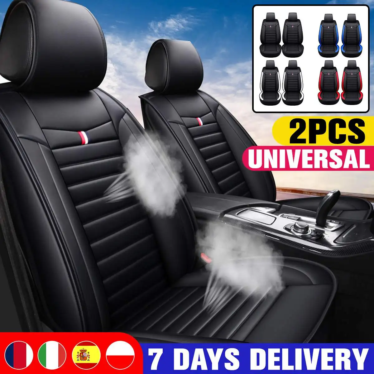 2pcs Universal Car Seat Covers Set Front Rear Seat Covers Leather Cushion Car Chair Seats Protector Mat Car Accessories 4 Season