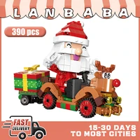 lanbaba blocks christmas 2021 reindeer car 390 pcs building blocks diy plastic model kit construction set for children 18022