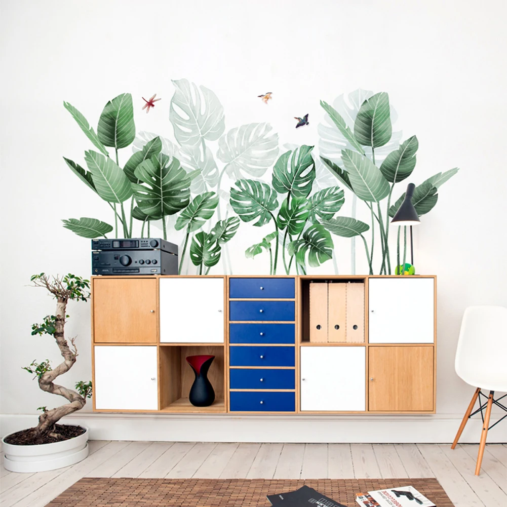 Настенная ПВХ наклейка с зеленой травой и листьями|Наклейки на стену| |