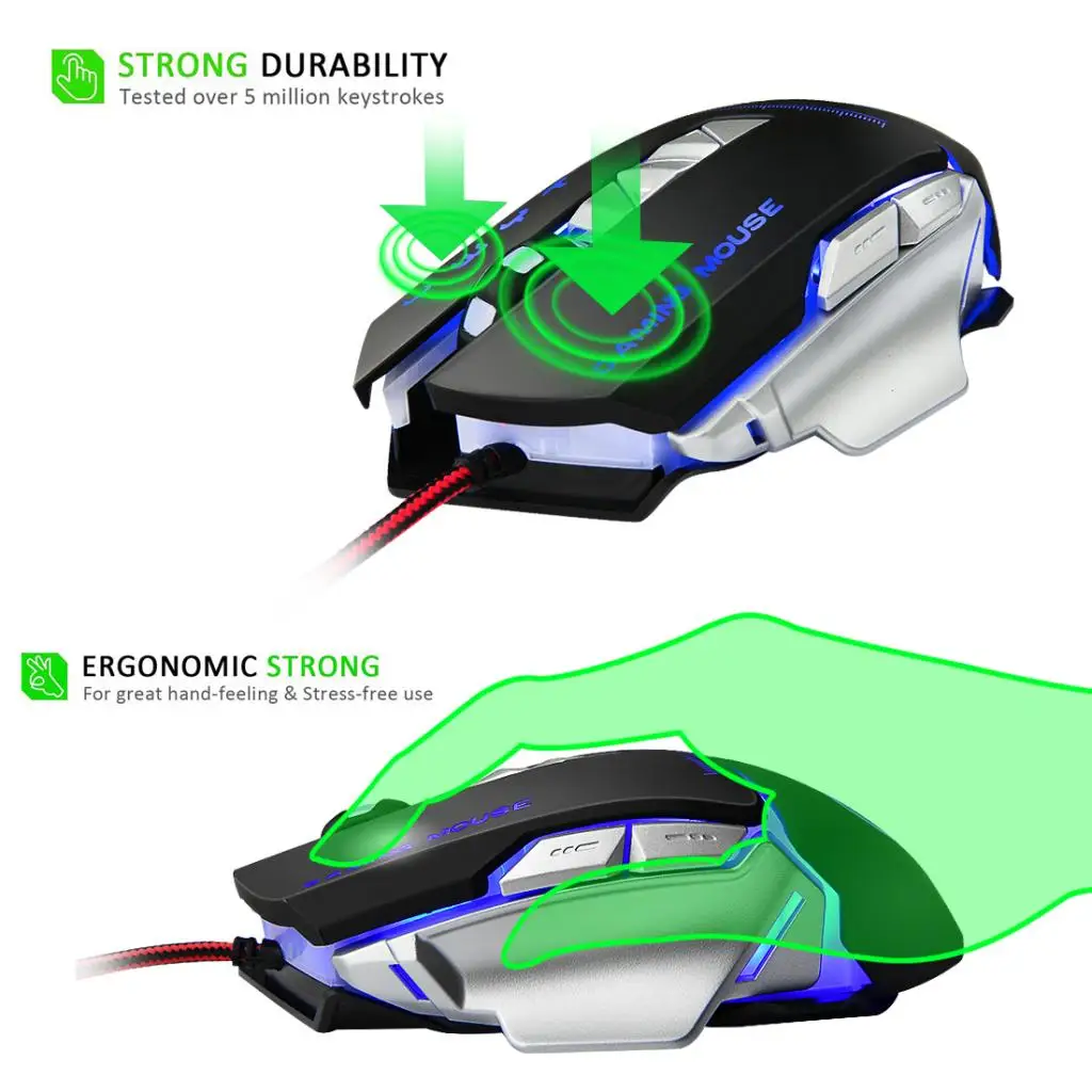 Professional 8 Buttons Wired USB Computer Gaming Mouse Mice Gamer Ergonomic Mause Cable For PC Game | Компьютеры и офис