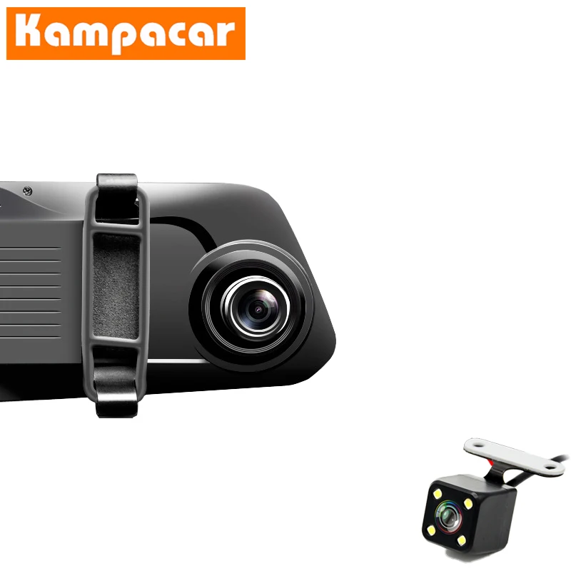Kampacar " сенсорное зеркало DVR Dash камера s видео рекордер двойной объектив авто видеорегистраторы с двумя камерами HD 1080P два автомобиля регистратор Cam
