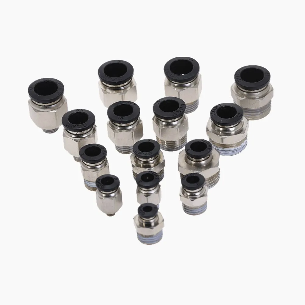 Пневматические Фитинги PC10 PC12 PC14 PC16 мм наружная резьба 1/8 1/4 3/8 1/2 01 02 03 04 для