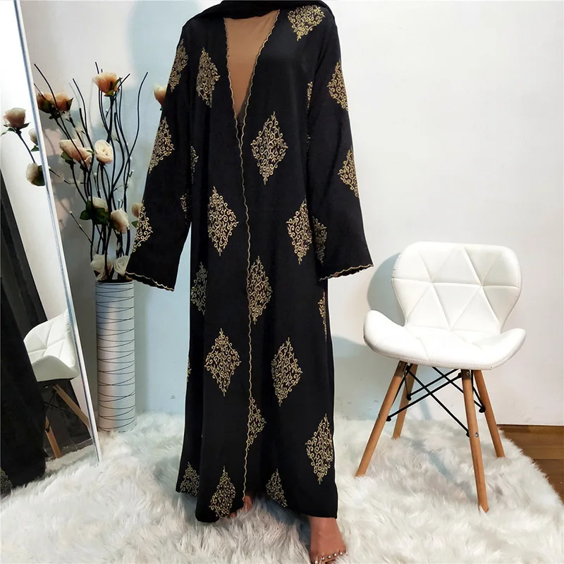 

Abaya casual embroidered cardigan belt dubai long skirt kaftan kimono muslim ramadan women robes islamic mosque prayer dress