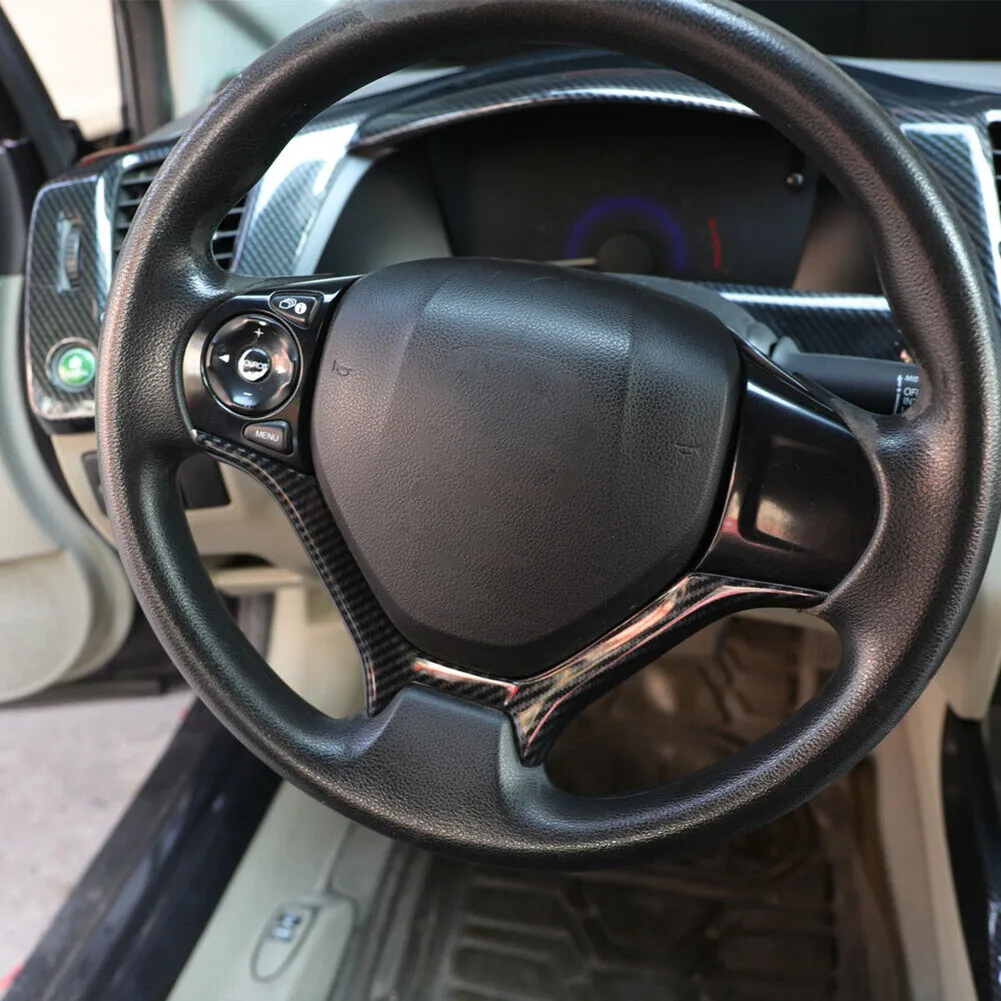 

ABS Steering Wheel Panel Cover Auto Carbon Fiber Decoration Sticker U Type 1x