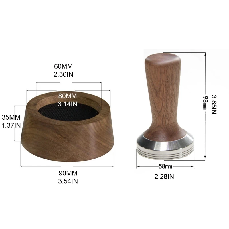 

2021 New Real Wood Coffee Espresso Tamper Mat, Stainless Steel Coffee Pressing Apparatus with Detachable Pressed Powder Hammer