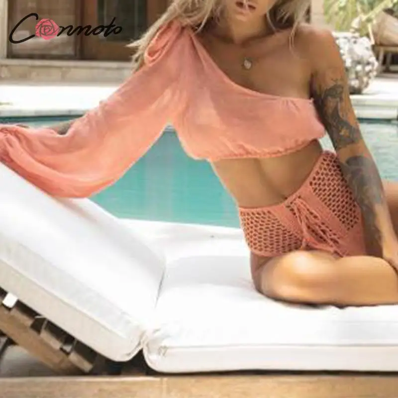 Пляжное платье с длинным рукавом бандажный Купальник для женщин накидка