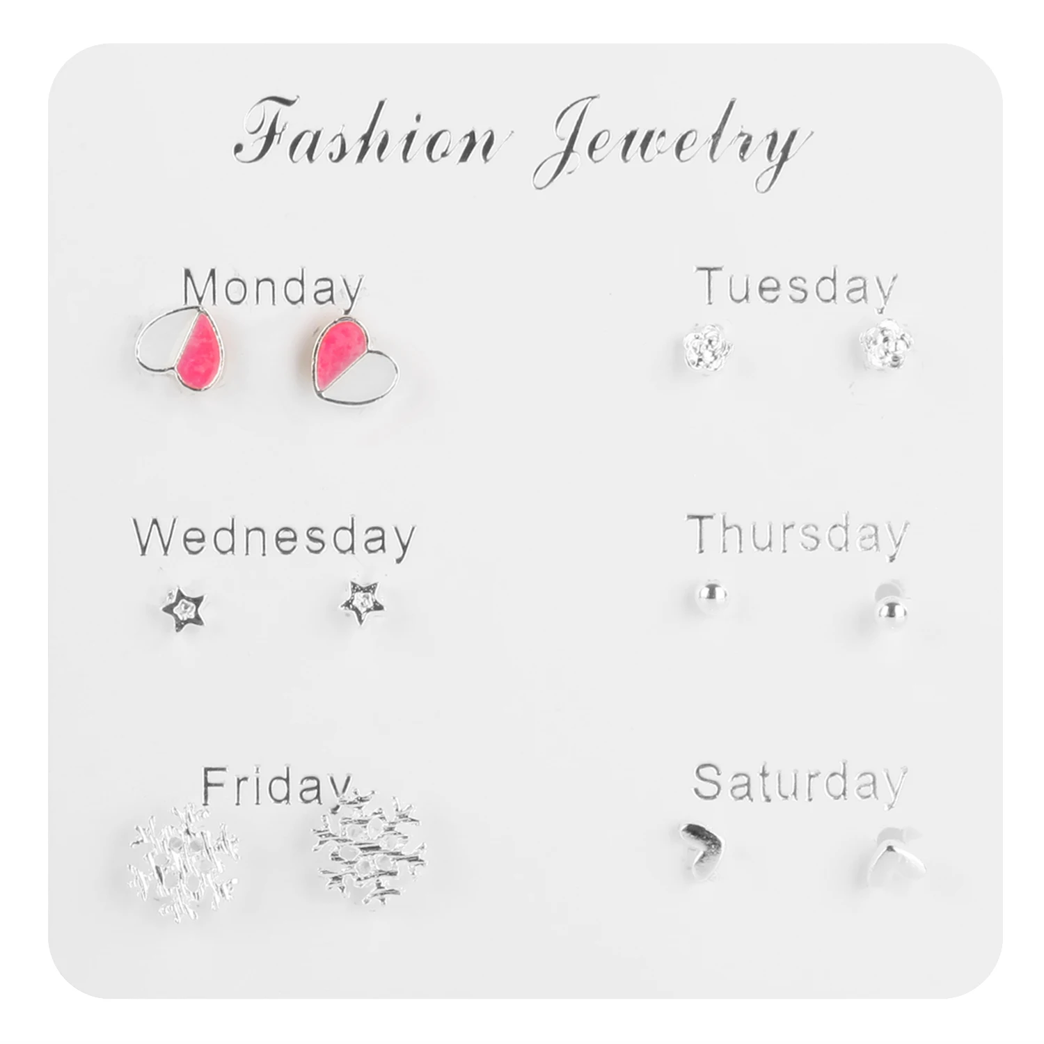 

One Week Stud Earrings Stud Simple Sweet Earrings Korean Set Party Dating Free Match