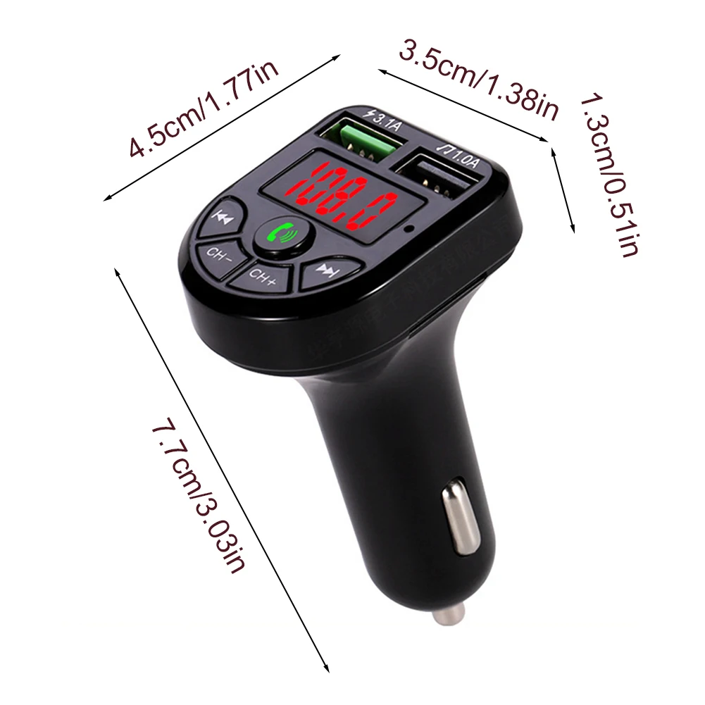 

Auto Bluetooth Transmitter Mp3 Player With 1.1" Fm Display Dual Usb(1a/3.1a) Supports Tf/usb Input For Auto Bluetooth Tools