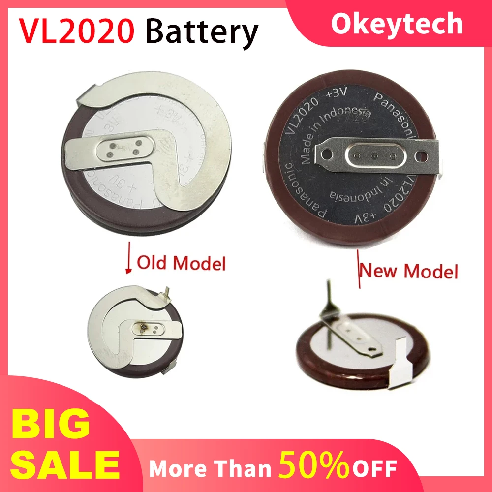 

Okeytech 1PC VL2020 Battery For BMW Car Remote Control Key With Legs 90 degrees Old Type PANASONIC Button Battery Good Quality